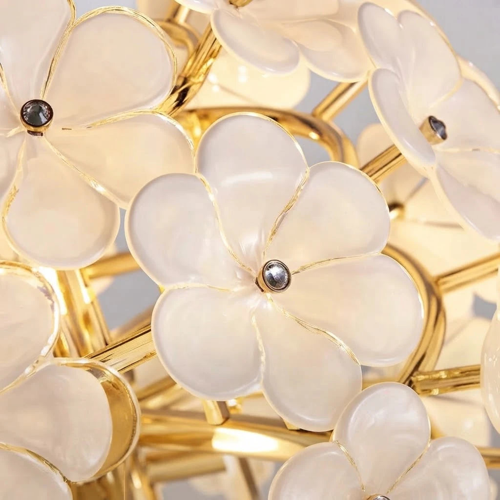 Illuminated Modern White Ceramic Petal Wall Sconce Studio Shot