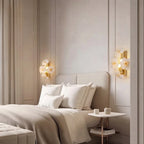 Modern White Ceramic Flower Wall Sconces in Cozy Bedroom