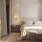 Modern White Ceramic Petal Wall Sconce in Contemporary Bedroom