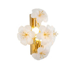 Modern White Ceramic Petal Art Wall Sconce with Brass Hardware on Pure White Background
