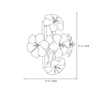 Modern White Ceramic Petal Art Wall Sconce Line Art Dimension Diagram
