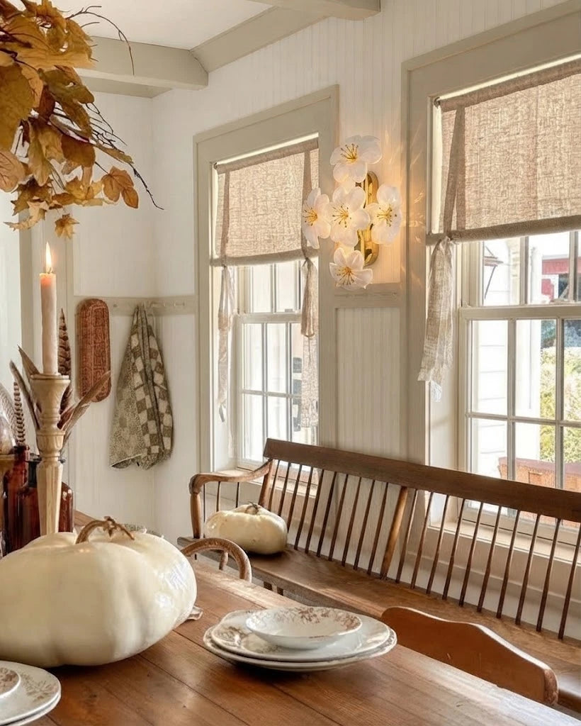 Modern Ceramic Flower Wall Sconce in Dining Area Setting