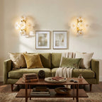Modern White Ceramic Petal Wall Sconces in Living Room Setting
