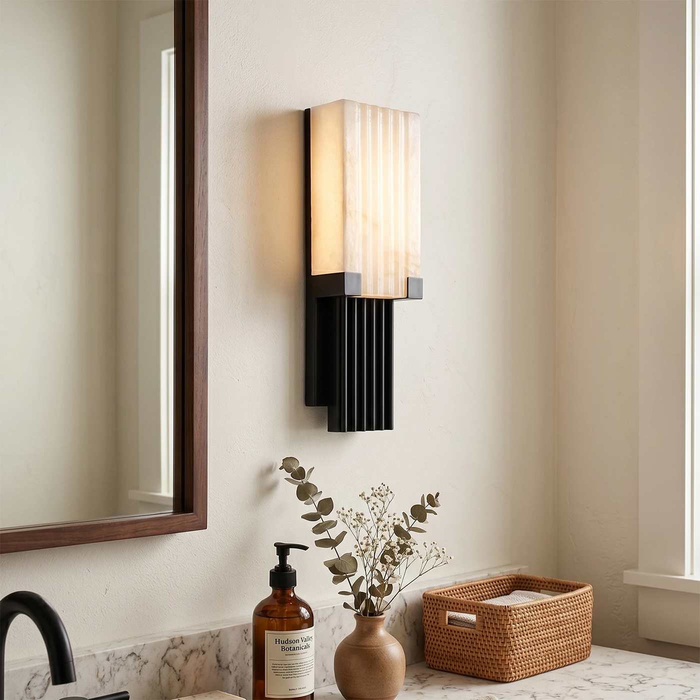 Fluted Alabaster Column Wall Sconce
