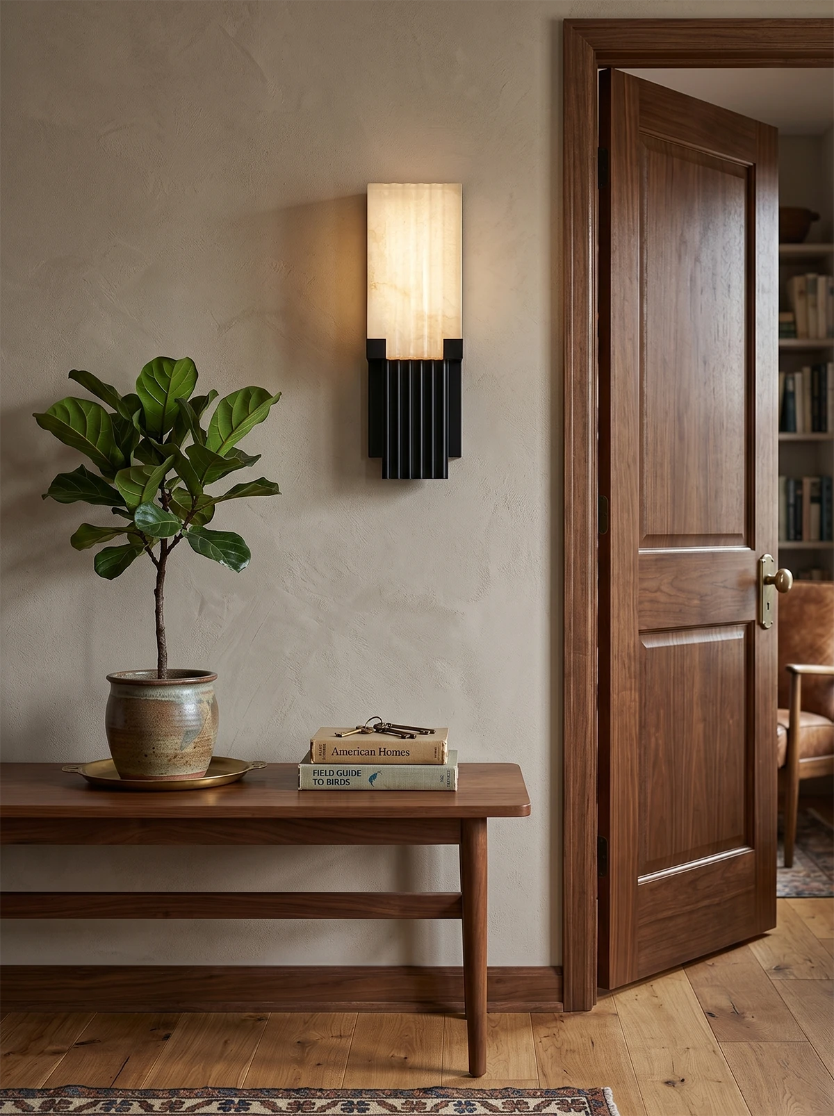 Fluted Alabaster Column Wall Sconce