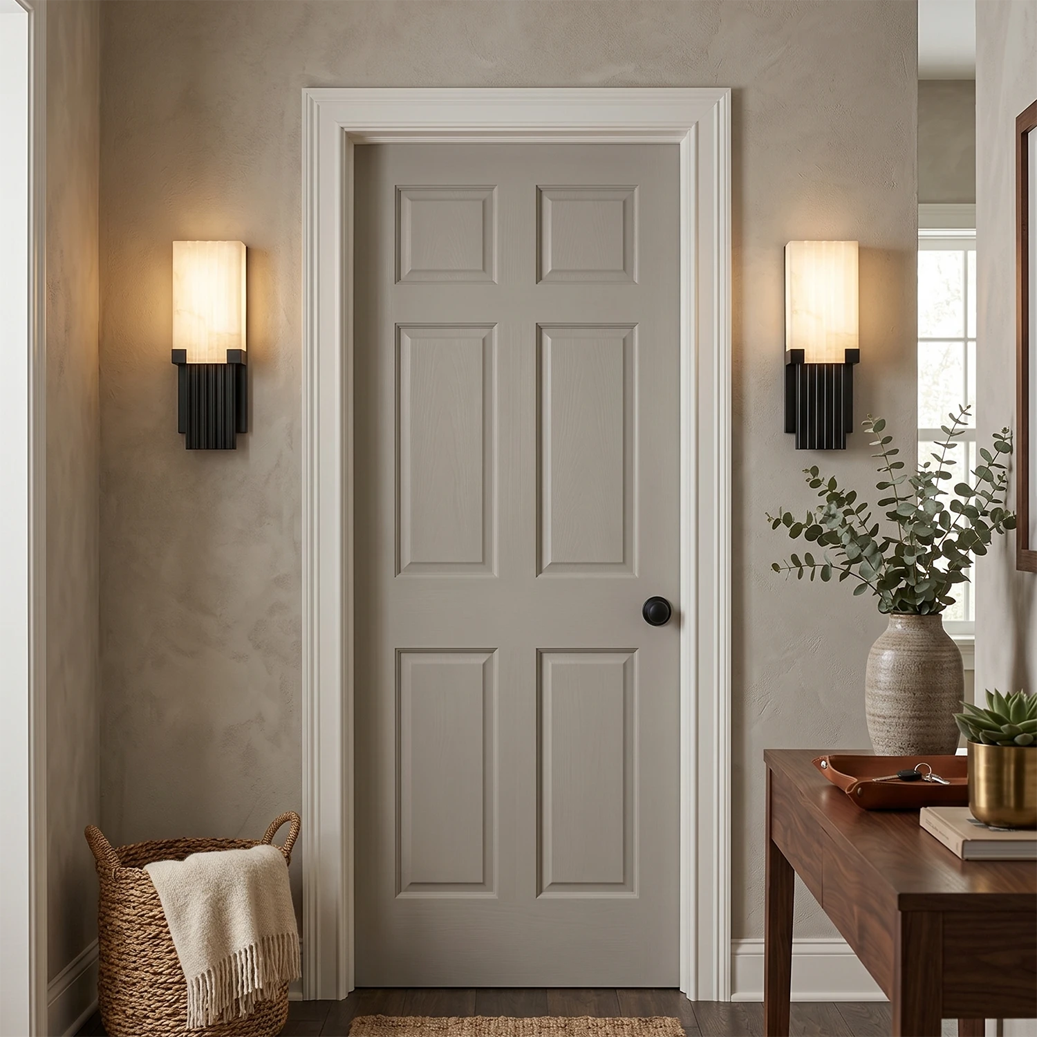 Fluted Alabaster Column Wall Sconce