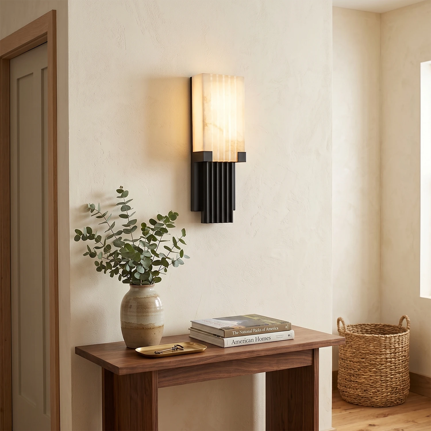 Fluted Alabaster Column Wall Sconce