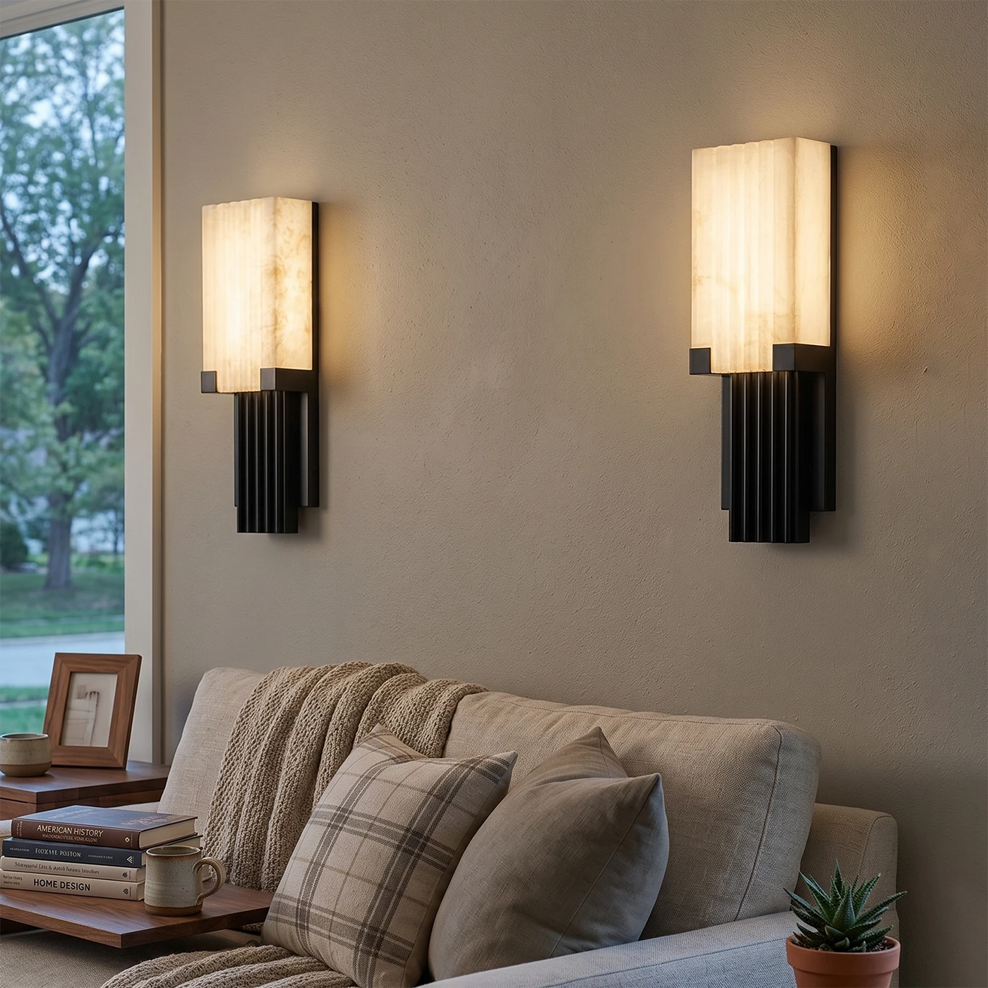 Fluted Alabaster Column Wall Sconce