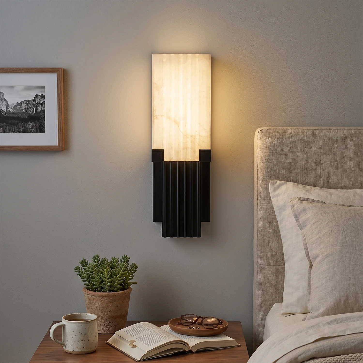 Fluted Alabaster Column Wall Sconce