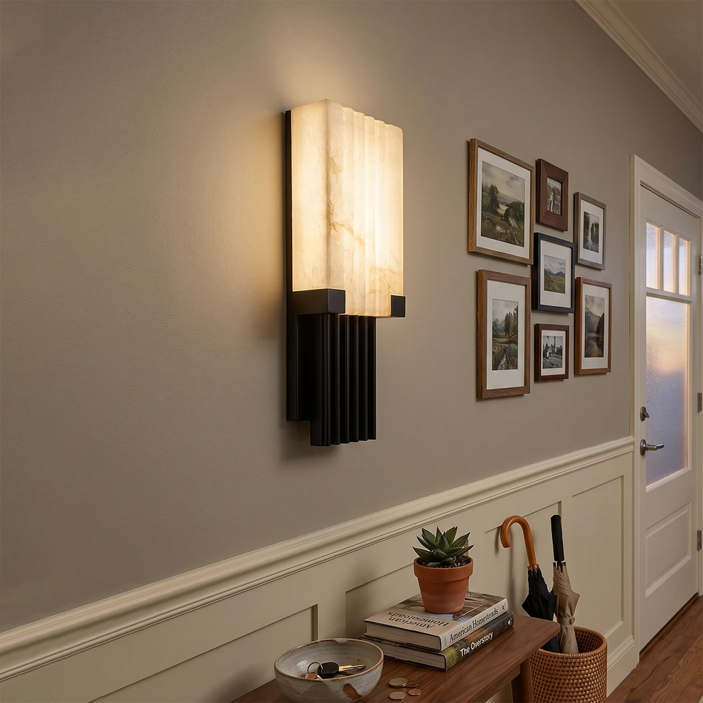 Fluted Alabaster Column Wall Sconce