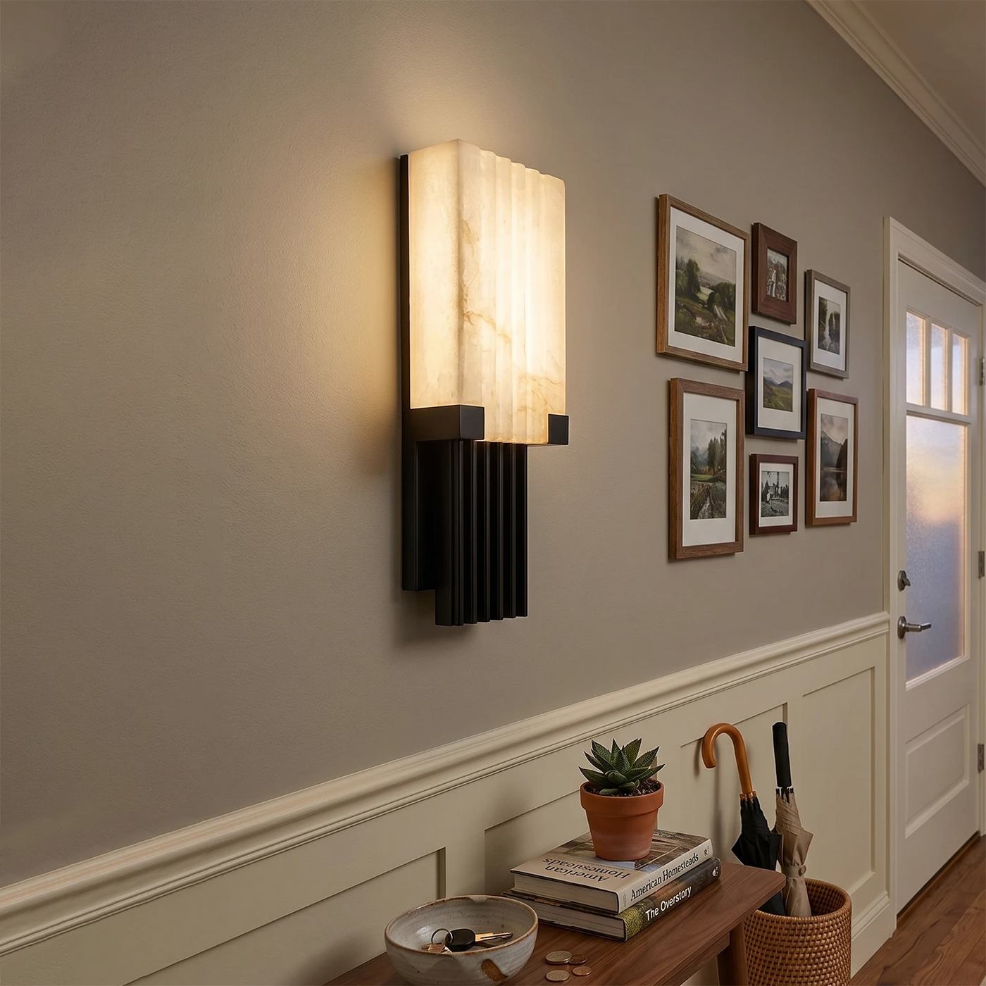 Fluted Alabaster Column Wall Sconce