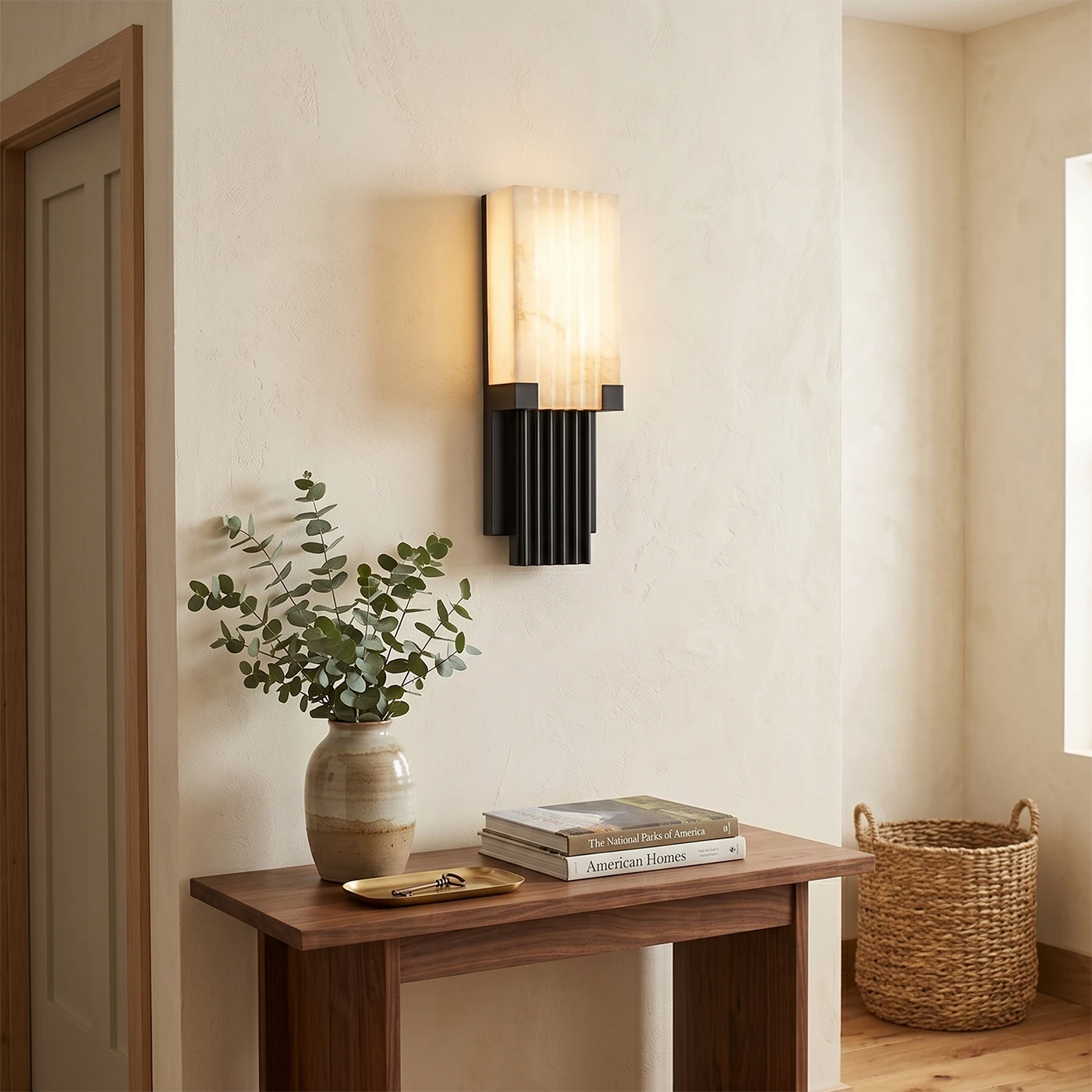 Fluted Alabaster Column Wall Sconce