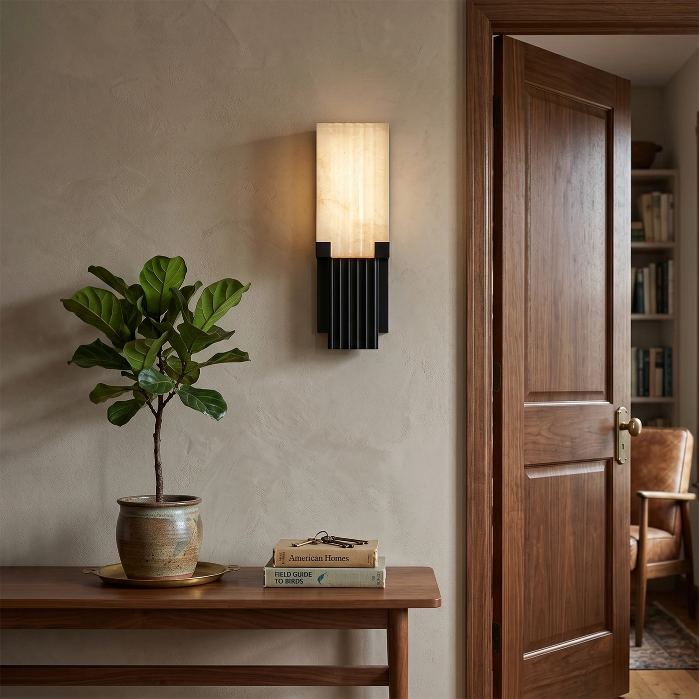 Fluted Alabaster Column Wall Sconce