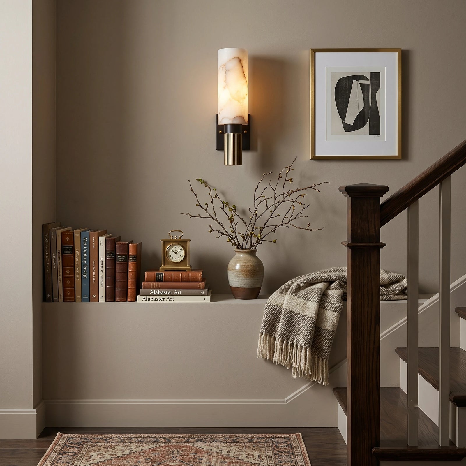 Modern Alabaster Wall Light in Hallway Staircase Area
