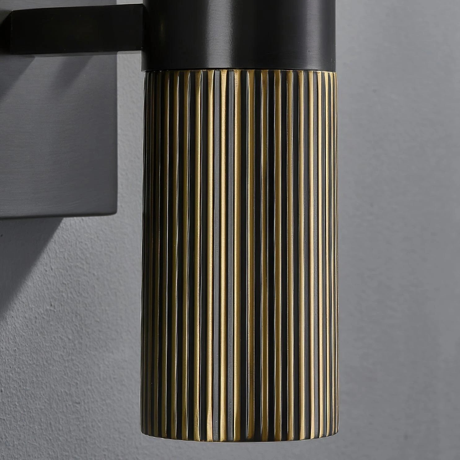 Close Up View of Antique Fluted Brass Accent Column