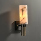 Illuminated Alabaster Cylinder Wall Sconce Studio Shot