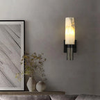 Modern Alabaster Cylinder Sconce Illuminating Living Space