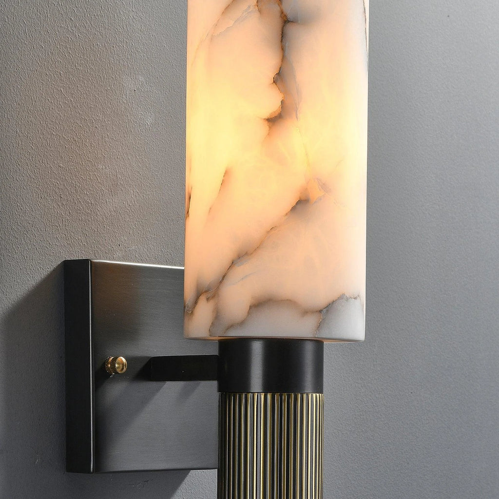 Close Up View of Translucent Natural Alabaster Cylinder