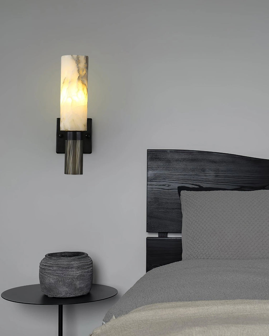 Cylinder Alabaster Wall Sconce as Ambient Bedside Lamp