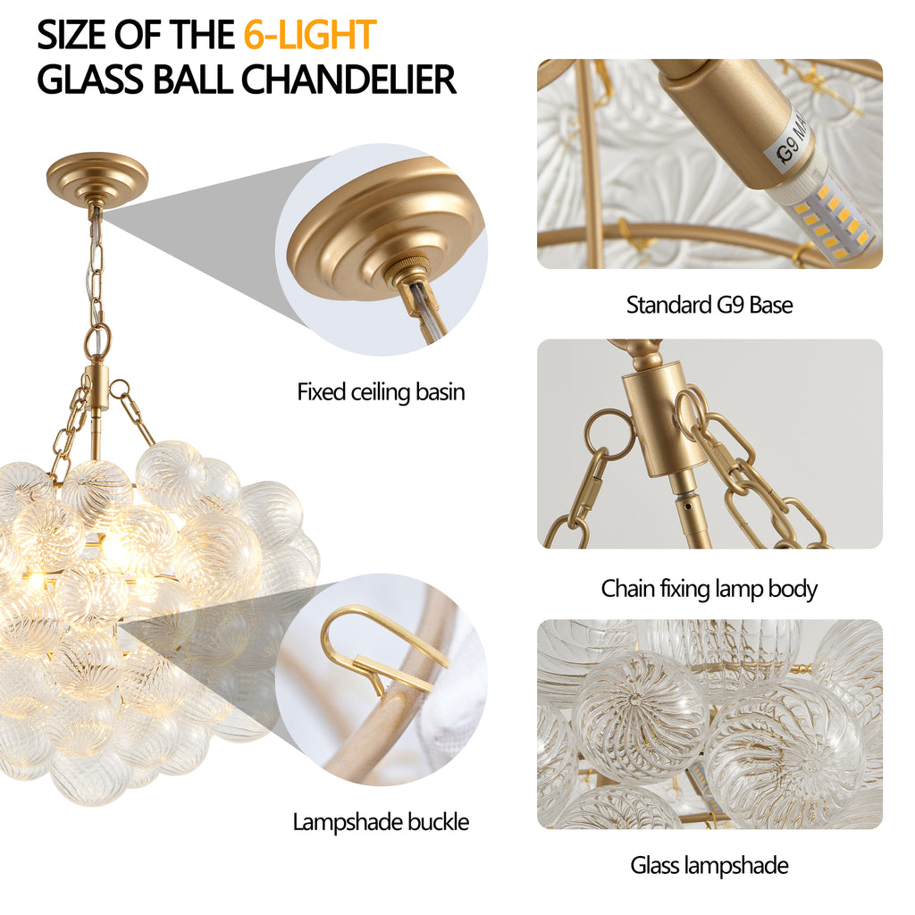 Fluted Glass Bubble Chandelier
