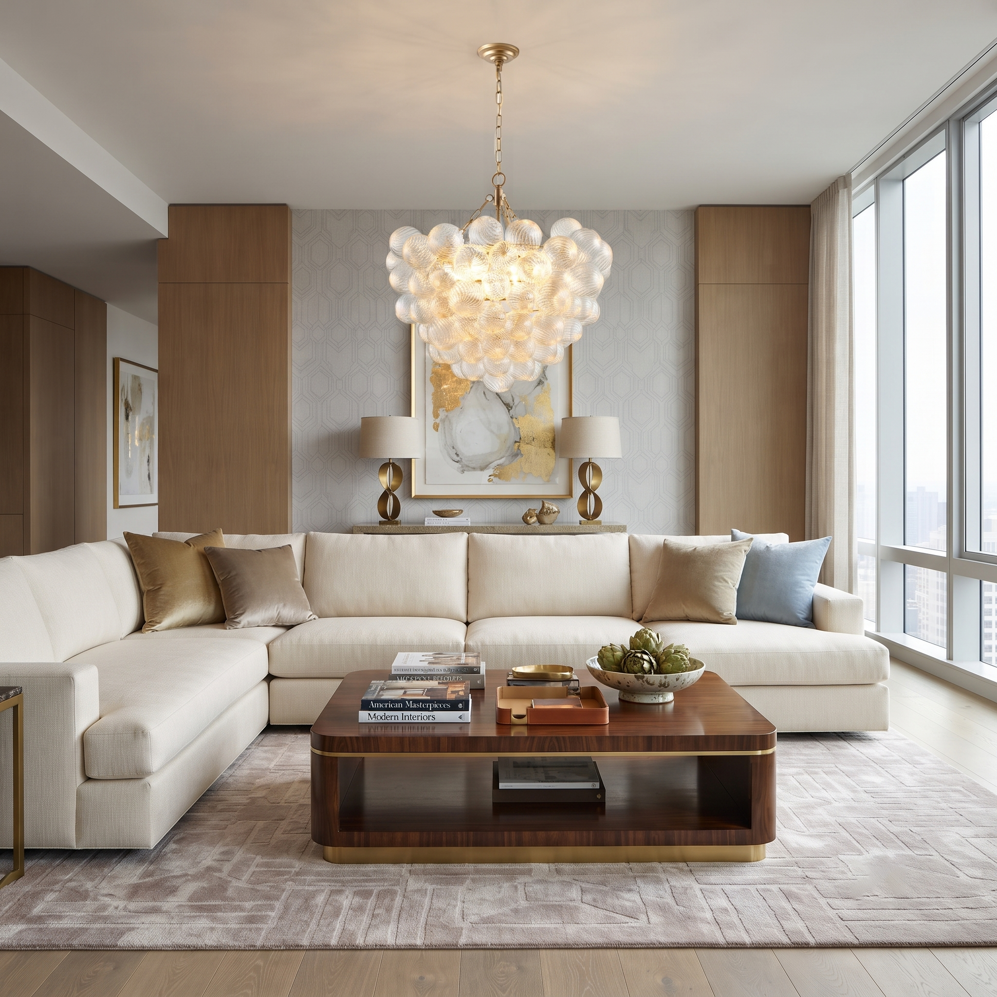 Fluted Glass Bubble Chandelier