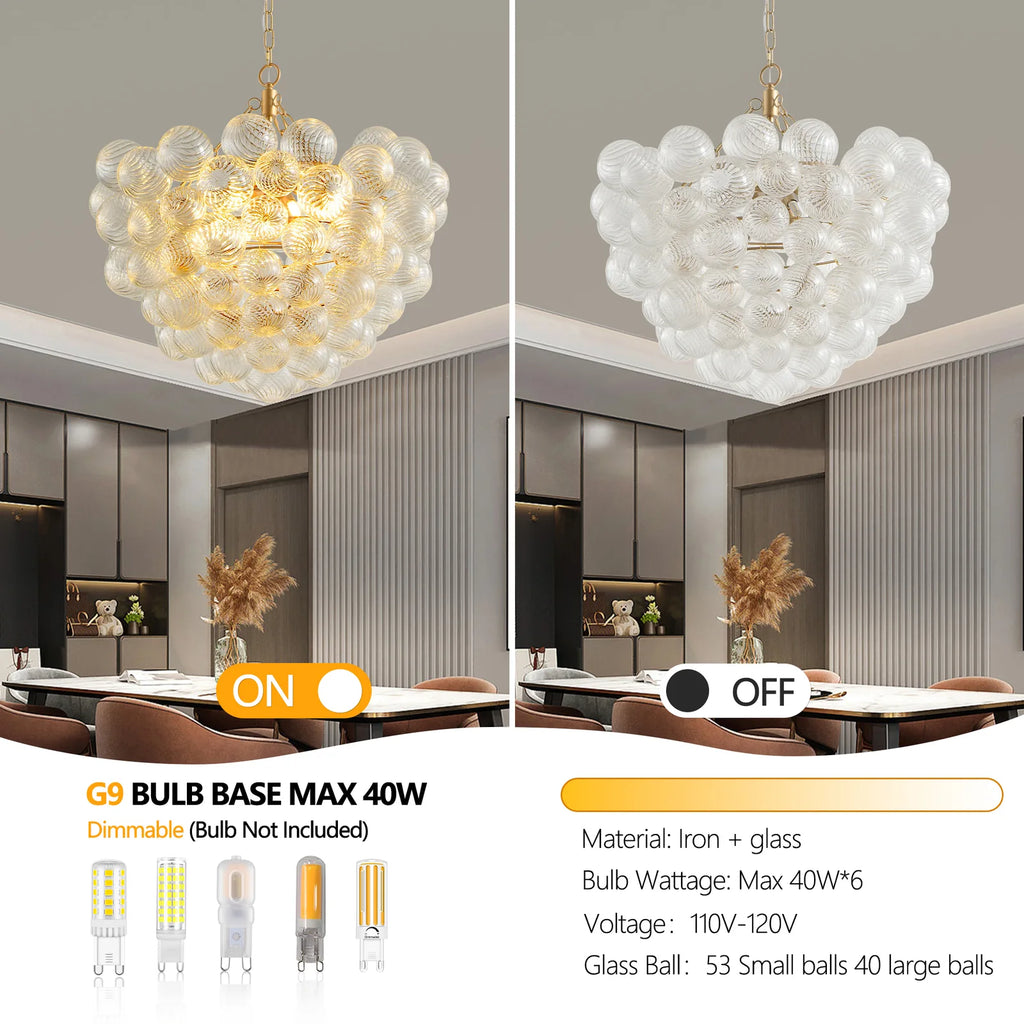 Fluted Glass Bubble Chandelier