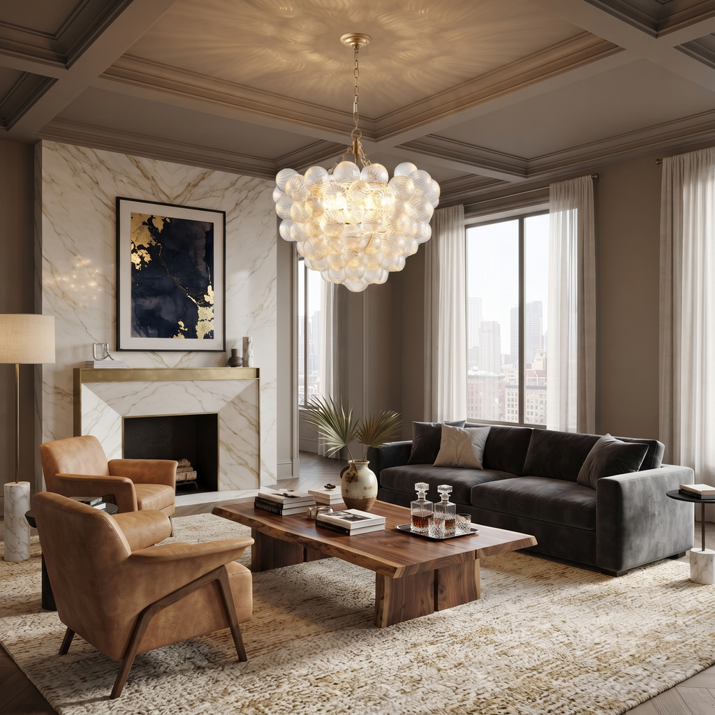Fluted Glass Bubble Chandelier