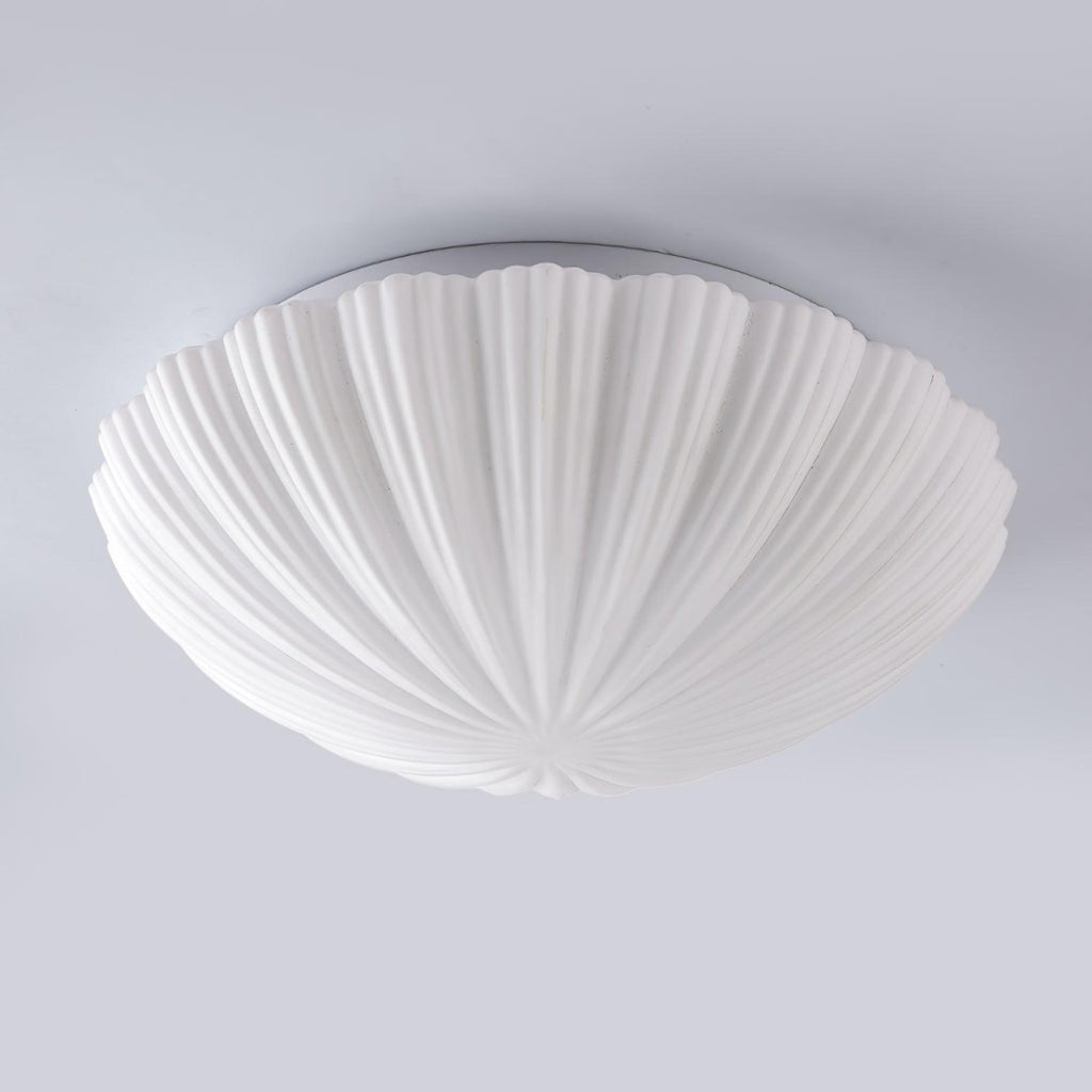 Fluted Glass Shell Flush Mount