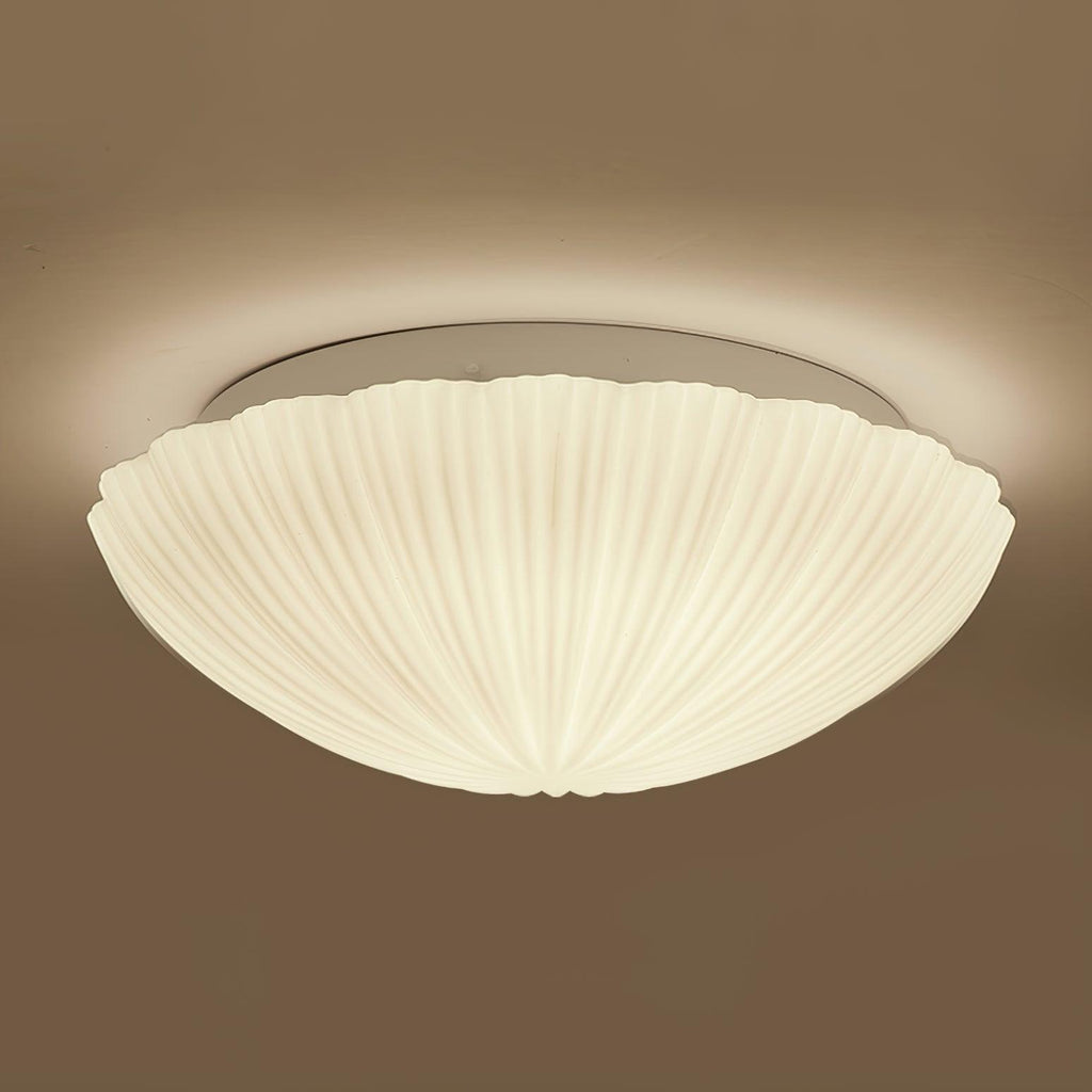 Fluted Glass Shell Flush Mount