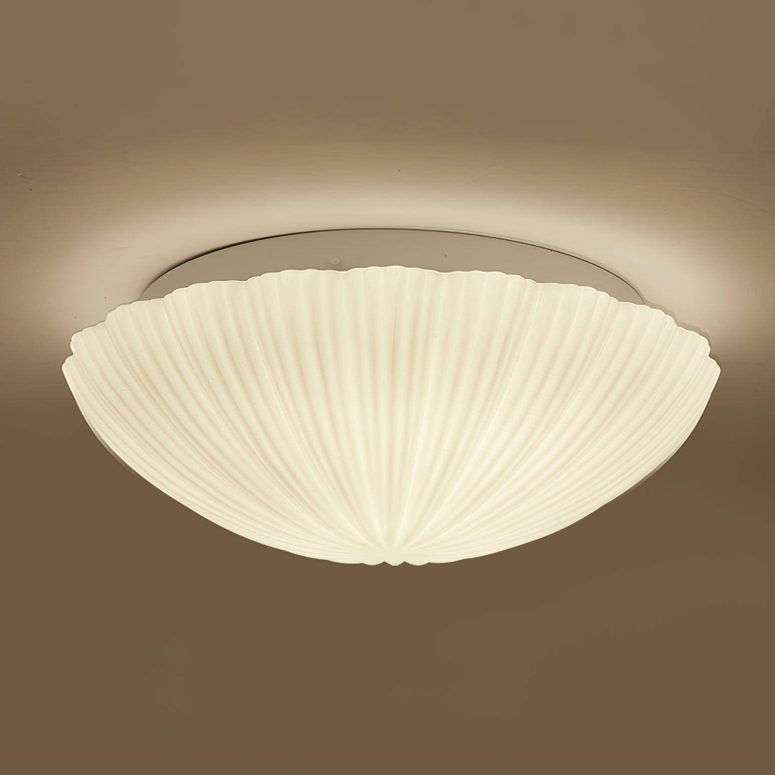 Fluted Glass Shell Flush Mount