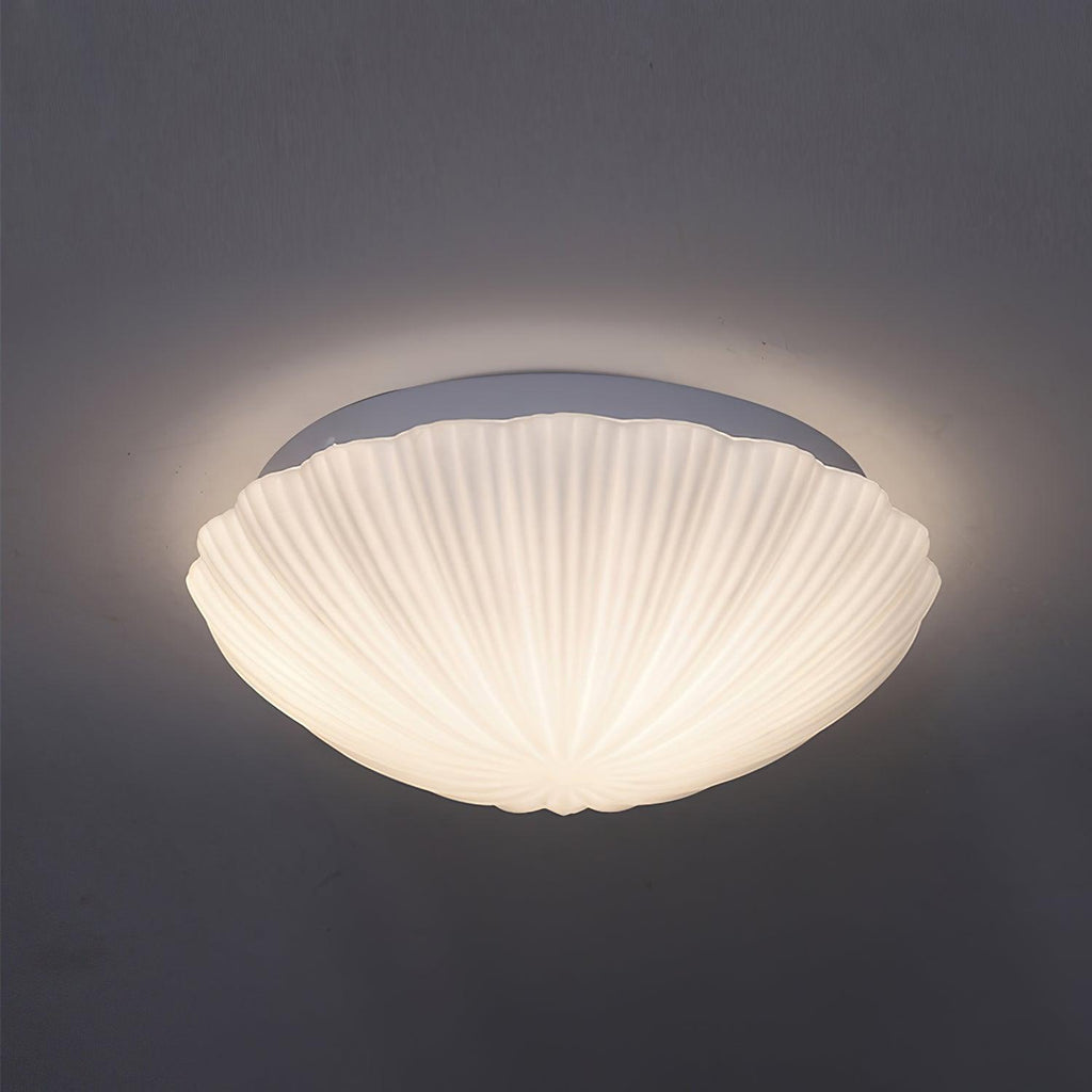 Fluted Glass Shell Flush Mount