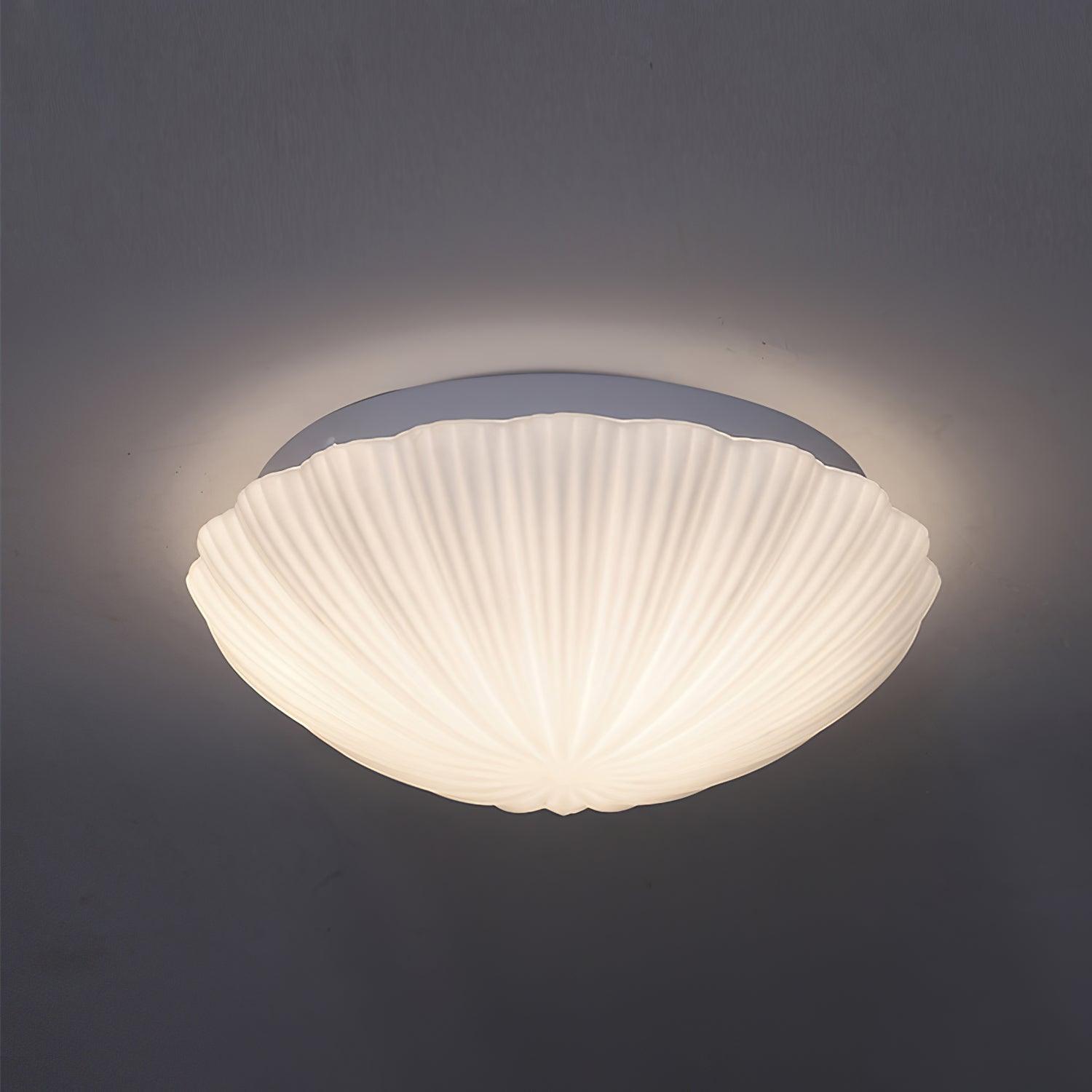 Fluted Glass Shell Flush Mount