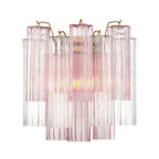 Front View of Modern Pink Striped Art Glass Wall Sconce Studio Display