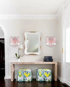 Modern Pink Striped Art Glass Wall Sconces in Entryway Foyer Interior