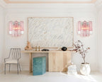 Modern Pink Striped Art Glass Wall Sconce in Zen Interior Design