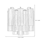 Modern Pink Striped Art Glass Wall Sconce Line Art Dimension Diagram