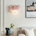 Modern Pink Striped Art Glass Wall Sconce in Living Space