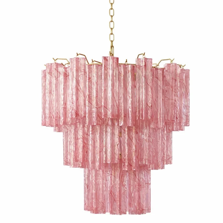 Fluted Opaline Glass Multi-Tier Chandelier