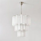 Fluted Opaline Glass Multi-Tier Chandelier