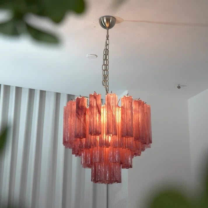 Fluted Opaline Glass Multi-Tier Chandelier