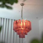 Fluted Opaline Glass Multi-Tier Chandelier