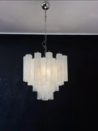Fluted Opaline Glass Multi-Tier Chandelier