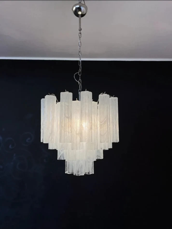Fluted Opaline Glass Multi-Tier Chandelier