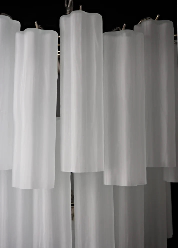 Fluted Opaline Glass Multi-Tier Chandelier