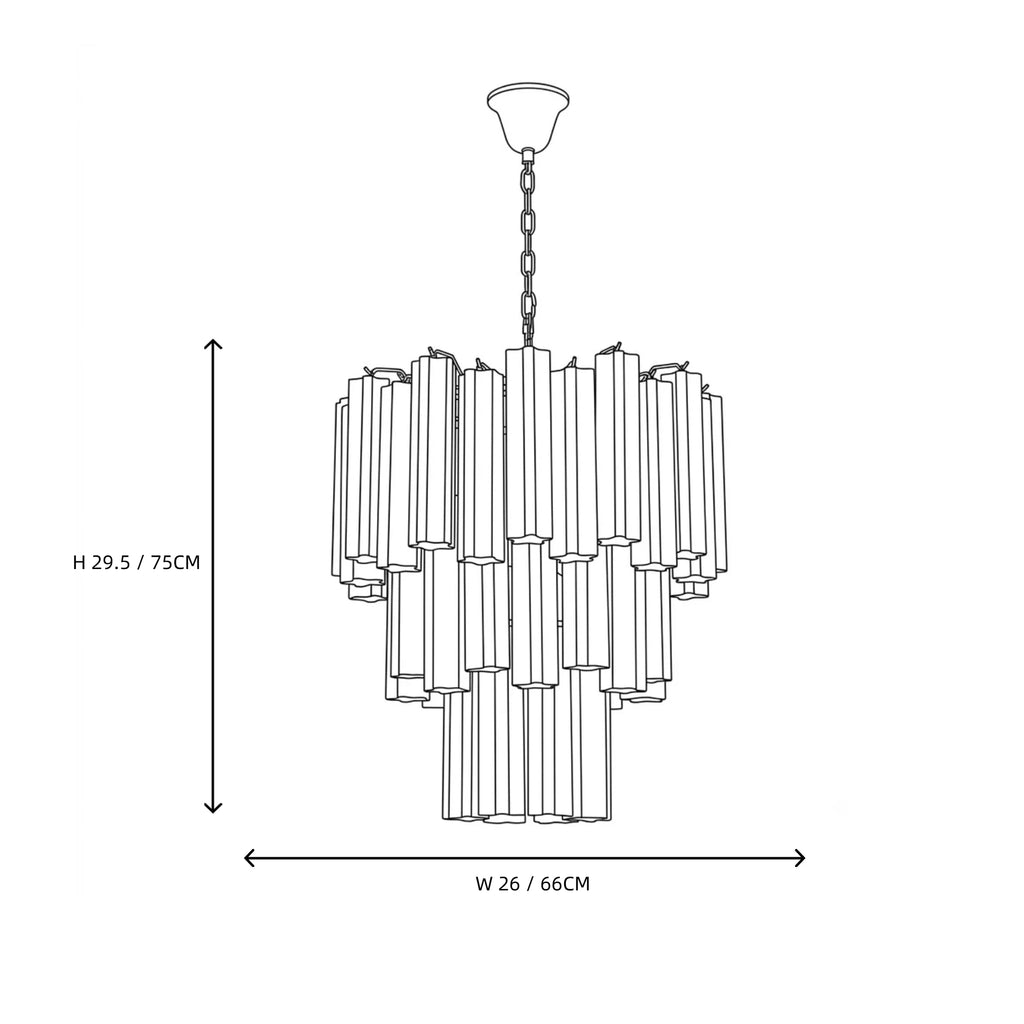 Fluted Opaline Glass Multi-Tier Chandelier