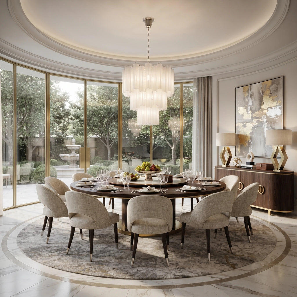 Fluted Opaline Glass Multi-Tier Chandelier