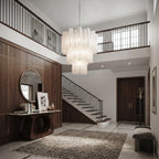 Fluted Opaline Glass Multi-Tier Chandelier