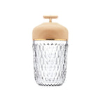 Front View of Modern Dark Wood Lid Cordless Table Lamp Studio Shot