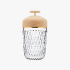 Front View of Modern Medium Wood Lid Cordless Table Lamp Studio Display