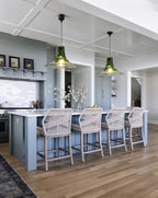 Modern Green Wave Art Glass Pendant Lights in Open Plan Kitchen